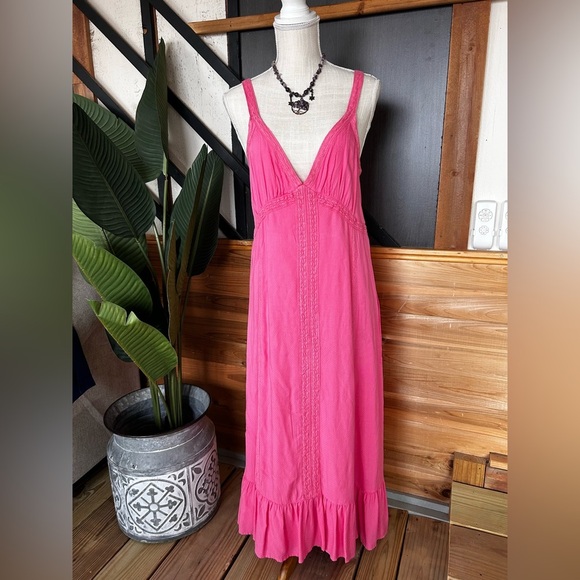 New Saltwater maxi dress Pink V-Neck size large women’s maxi dress - Picture 1 of 16